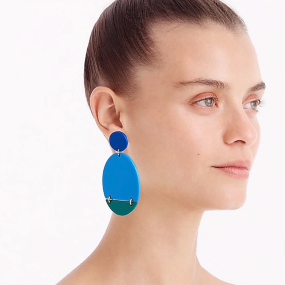 JCrew Color Block Lucite Earrings Blue Turquoise Green